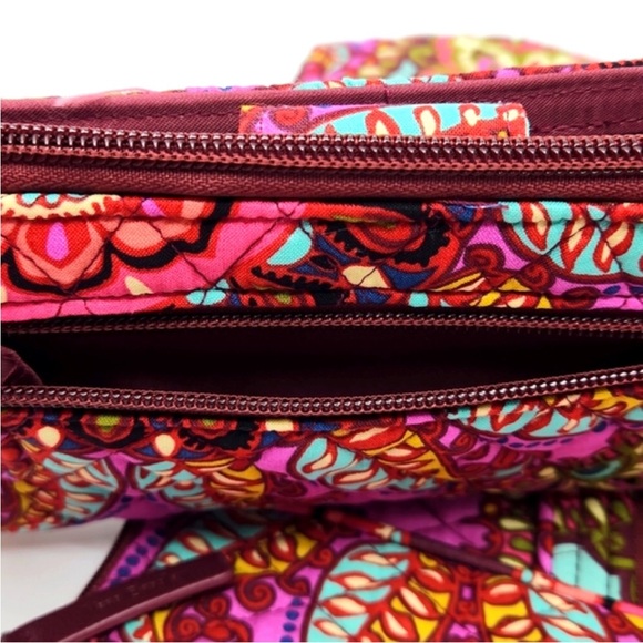 Vera Bradley Two Piece Crossbody Bag & Matching Wallet Set Fuchsia Blue … - Picture 10 of 13
